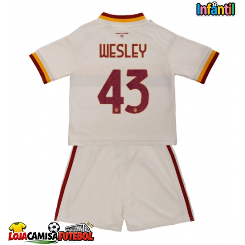 Camisa de Futebol AS Roma Wesley Franca #43 Equipamento Secundário Infantil 2026-27 Manga Curta (+ Calças curtas)